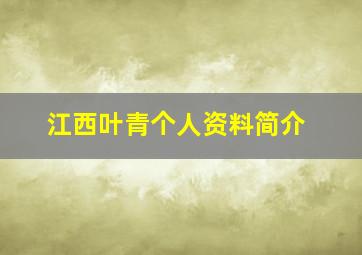 江西叶青个人资料简介