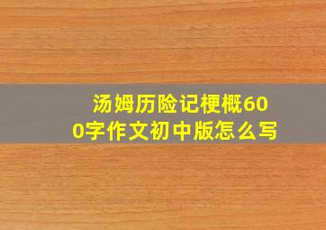 汤姆历险记梗概600字作文初中版怎么写