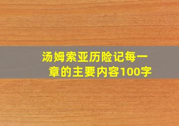 汤姆索亚历险记每一章的主要内容100字