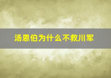 汤恩伯为什么不救川军