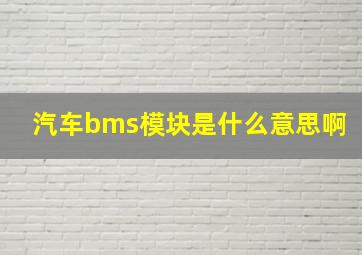 汽车bms模块是什么意思啊