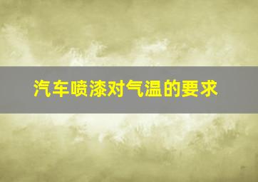 汽车喷漆对气温的要求