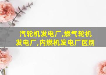 汽轮机发电厂,燃气轮机发电厂,内燃机发电厂区别