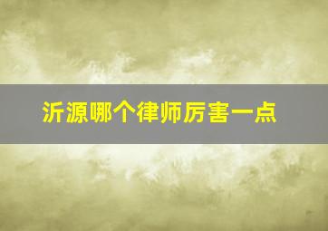 沂源哪个律师厉害一点