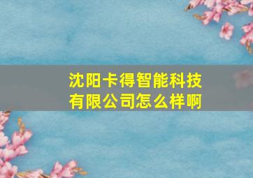 沈阳卡得智能科技有限公司怎么样啊