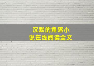 沉默的角落小说在线阅读全文