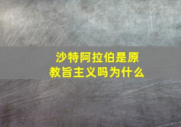 沙特阿拉伯是原教旨主义吗为什么