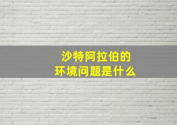 沙特阿拉伯的环境问题是什么