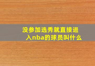 没参加选秀就直接进入nba的球员叫什么