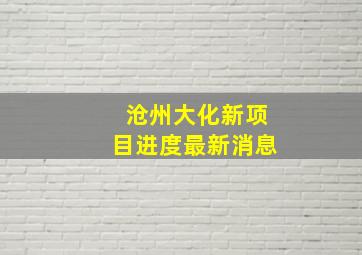 沧州大化新项目进度最新消息