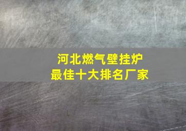 河北燃气壁挂炉最佳十大排名厂家