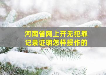 河南省网上开无犯罪记录证明怎样操作的