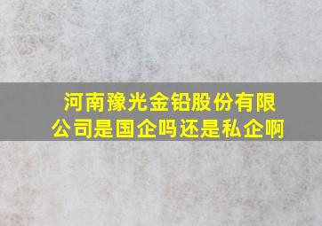 河南豫光金铅股份有限公司是国企吗还是私企啊