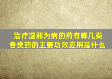 治疗湿邪为病的药有哪几类各类药的主要功效应用是什么