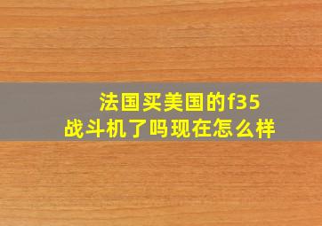 法国买美国的f35战斗机了吗现在怎么样