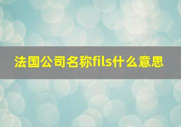 法国公司名称fils什么意思