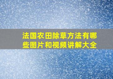 法国农田除草方法有哪些图片和视频讲解大全