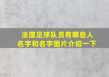 法国足球队员有哪些人名字和名字图片介绍一下