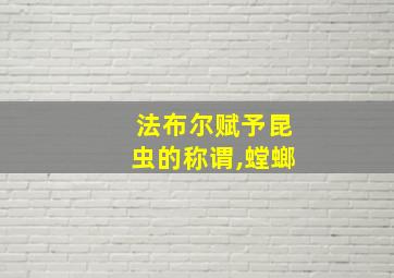 法布尔赋予昆虫的称谓,螳螂