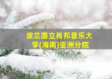 波兰国立肖邦音乐大学(海南)亚洲分院