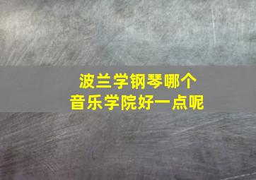 波兰学钢琴哪个音乐学院好一点呢