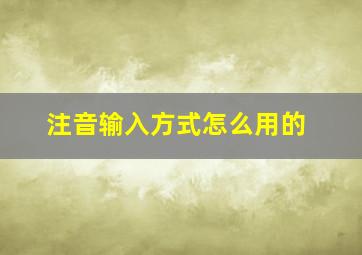 注音输入方式怎么用的