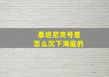 泰坦尼克号是怎么沉下海底的