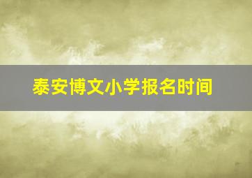 泰安博文小学报名时间