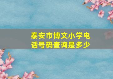 泰安市博文小学电话号码查询是多少