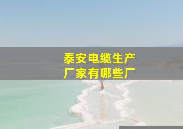 泰安电缆生产厂家有哪些厂