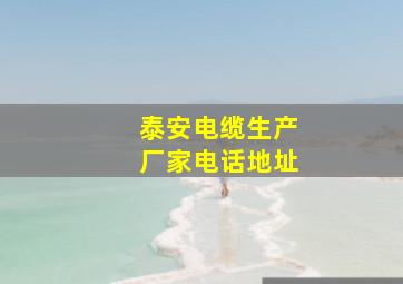 泰安电缆生产厂家电话地址