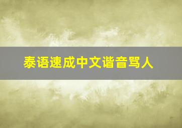 泰语速成中文谐音骂人