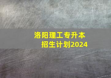 洛阳理工专升本招生计划2024