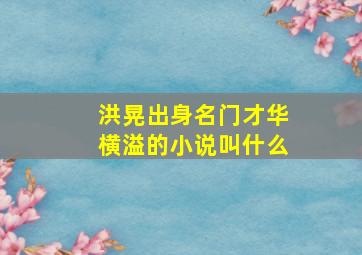 洪晃出身名门才华横溢的小说叫什么