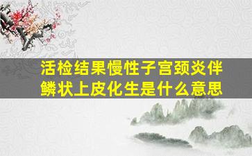 活检结果慢性子宫颈炎伴鳞状上皮化生是什么意思