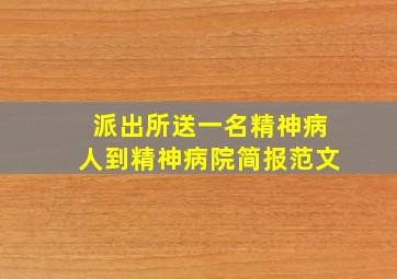 派出所送一名精神病人到精神病院简报范文