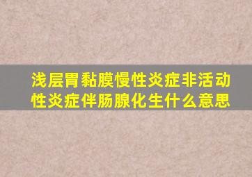 浅层胃黏膜慢性炎症非活动性炎症伴肠腺化生什么意思