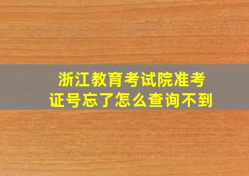 浙江教育考试院准考证号忘了怎么查询不到