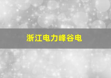 浙江电力峰谷电