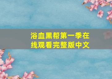 浴血黑帮第一季在线观看完整版中文