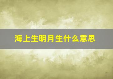 海上生明月生什么意思