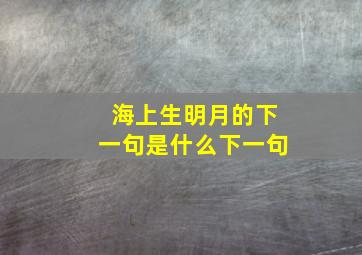 海上生明月的下一句是什么下一句