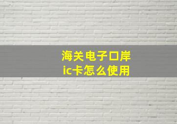 海关电子口岸ic卡怎么使用