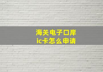 海关电子口岸ic卡怎么申请