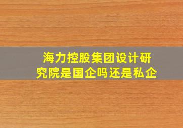 海力控股集团设计研究院是国企吗还是私企