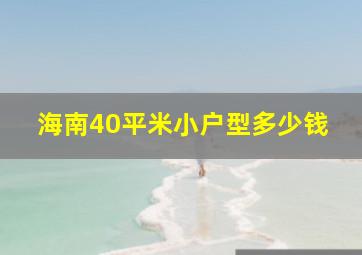 海南40平米小户型多少钱