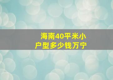 海南40平米小户型多少钱万宁