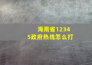 海南省12345政府热线怎么打