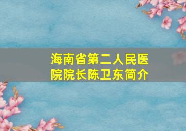 海南省第二人民医院院长陈卫东简介