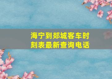 海宁到郯城客车时刻表最新查询电话